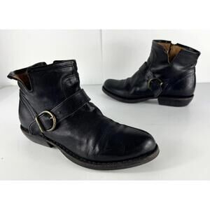 Fiorentini Baker Eternity Eli Black Biker Moto Leather Ankle Boots EU 39 US 9